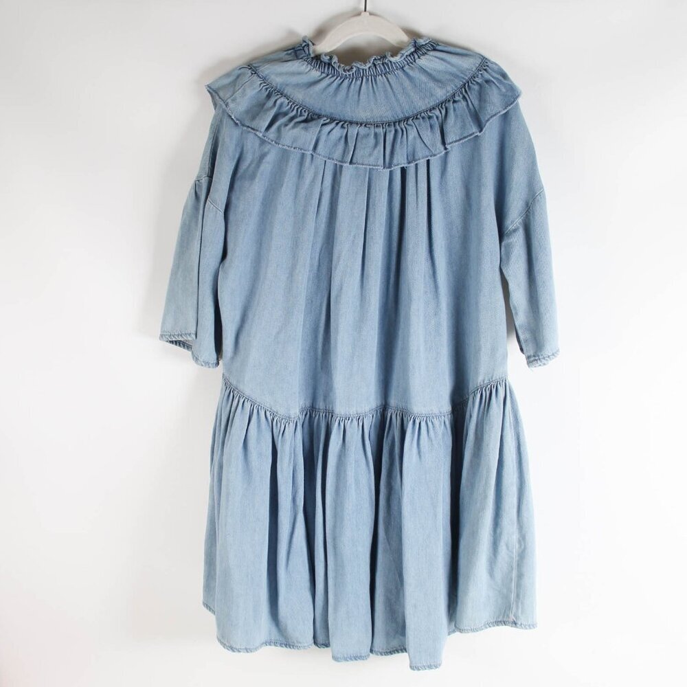 Zara Kids Tiered Denim Ruffle Dress – Size 9 (134cm) NWT - Picture 4 of 8